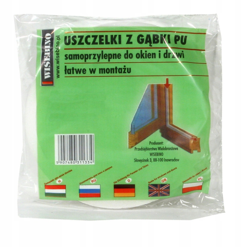 Uszczelka do okien i drzwi, gąbkowa 10x10mm 5m 2 9795486932